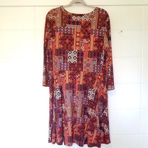 Long-sleeve, Aztec-print Dress